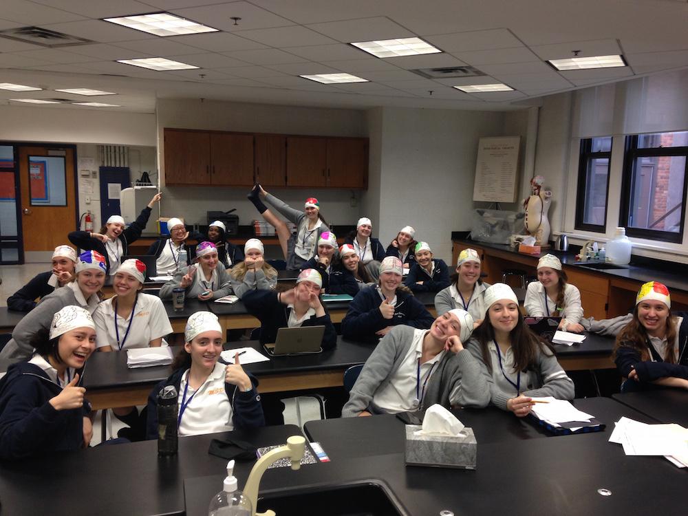 A brain cap picture of Mrs. Nguyen's Anatomy class